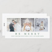 Sei fröhlich | Moderne grüne Weihnachten Drei Foto (Vorne/Hinten)