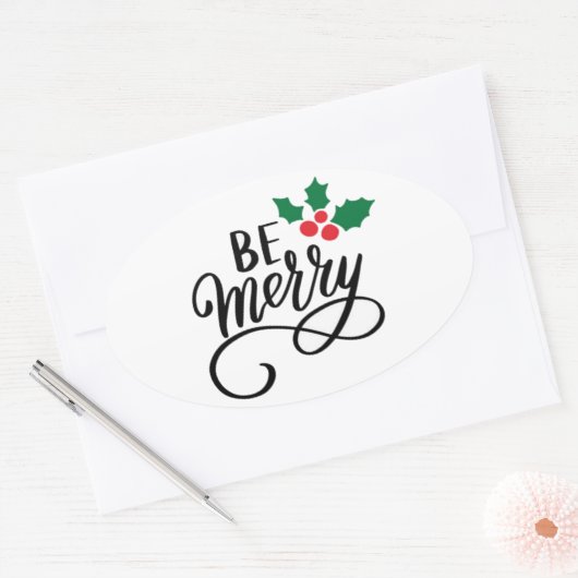 Sei fröhlich ovaler aufkleber