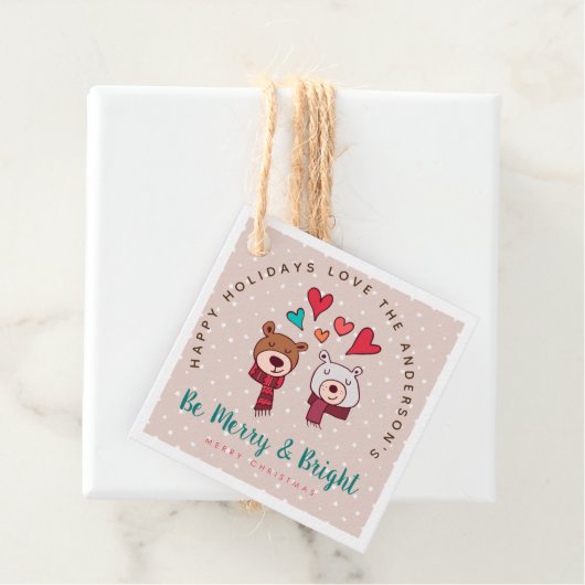 Sei fröhlich und hell Niedlicher Wild BEARS Winter Geschenkanhänger (Beispiel)