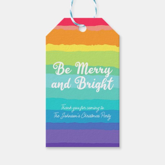 Sei fröhlich und hell Rainbow Custom Weihnachts-Pa Geschenkanhänger (Vorderseite)