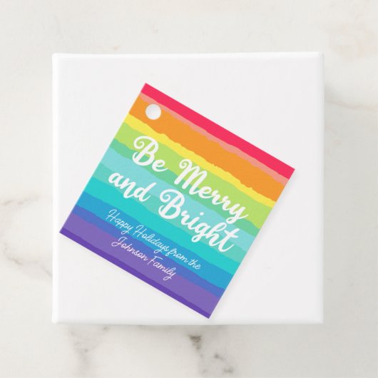 Sei fröhlich und hell Rainbow Custom Weihnachts-Pa Geschenkanhänger (Beispiel)
