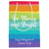 Sei fröhlich und hell Rainbow Custom Weihnachts-Pa Mittlere Geschenktüte (Vorderseite)