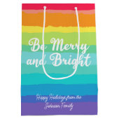 Sei fröhlich und hell Rainbow Custom Weihnachts-Pa Mittlere Geschenktüte (Rückseite)