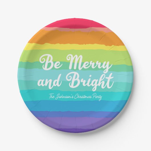 Sei fröhlich und hell Rainbow Custom Weihnachts-Pa Pappteller (Vorderseite)