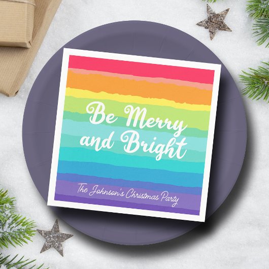 Sei fröhlich und hell Rainbow Custom Weihnachts-Pa Serviette