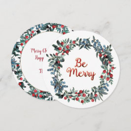 Sei fröhlich! Weihnachts-Weihnachtsberries Wreath Feiertagskarte