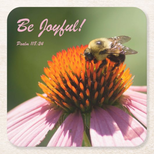 Sei fröhlicher Untersetzer, mit dem Bild der Biene Rechteckiger Pappuntersetzer (Vorderseite)