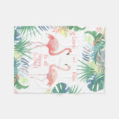 Sei für immer glücklich! Fairy Tale Two Pink Flami Fleecedecke (Vorderseite (Horizontal))