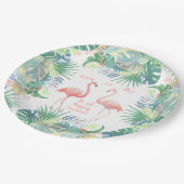 Sei für immer glücklich! Fairy Tale Two Pink Flami Pappteller (Schrägansicht)