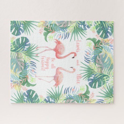 Sei für immer glücklich! Fairy Tale Two Pink Flami Puzzle (Horizontal)