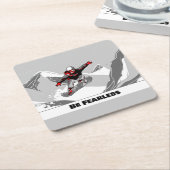 Sei furchtlos - Snowboarder Rechteckiger Pappuntersetzer (angewinkelt)