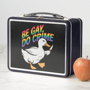 Sei Gay, Mach Verbrechen Lustige Gans Regenbogen S Metall Brotdose