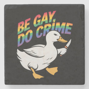 Sei Gay, Mach Verbrechen Lustige Gans Regenbogen S Steinuntersetzer