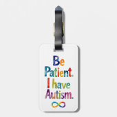 Sei geduldig, ich habe Autismus | Watercolor Rainb Gepäckanhänger (Rückseite vertikal)