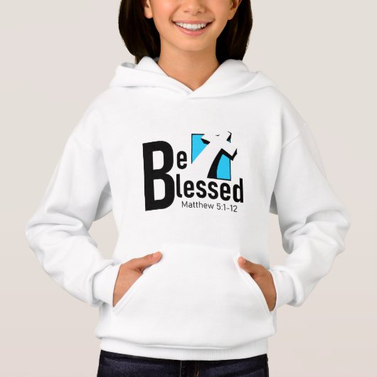 Sei gesegnet mit Cross & Scripture Girls Hoodie (Vorderseite)