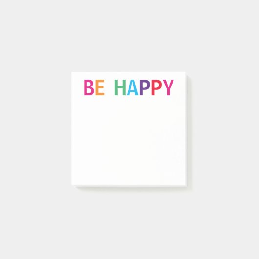 Sei glücklich, bunt, 3 x 3 post-it klebezettel (Vorderseite)