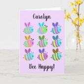 Sei glücklich, bunt. Personalisierter Geburtstag Karte (Gelbe Blume)