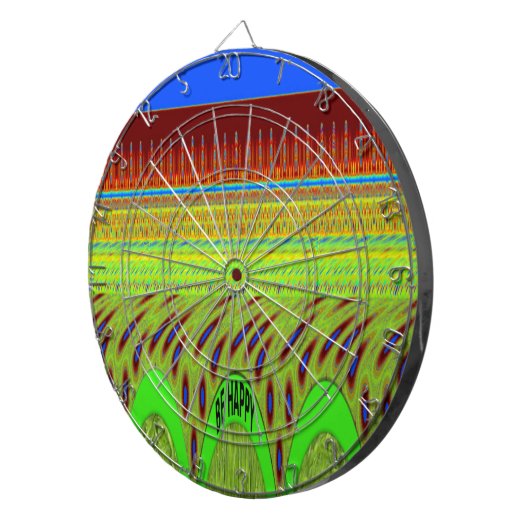 Sei glücklich bunt Polka Dot Motif Geschenk Dartscheibe (Vorderseite rechts)