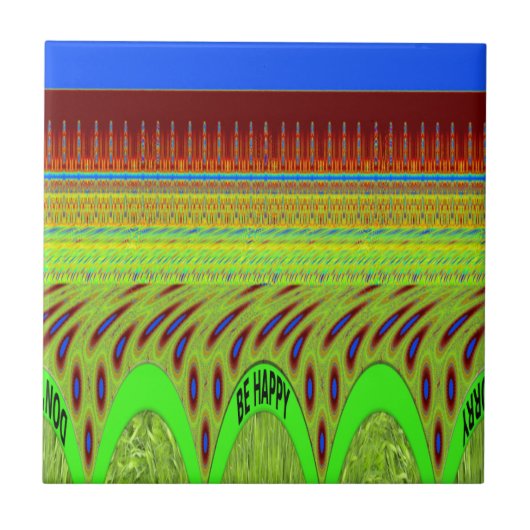 Sei glücklich bunt Polka Dot Motif Geschenk Fliese (Vorderseite)