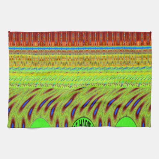 Sei glücklich bunt Polka Dot Motif Geschenk Geschirrtuch (Horizontal)