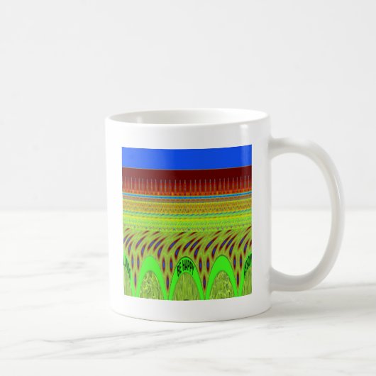 Sei glücklich bunt Polka Dot Motif Geschenk Kaffeetasse (Rechts)