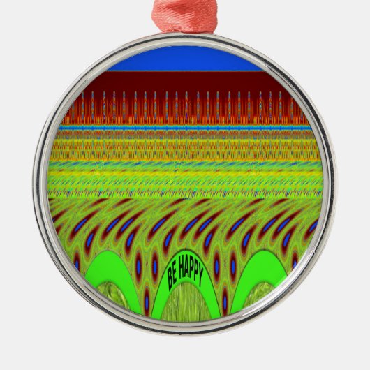 Sei glücklich bunt Polka Dot Motif Geschenk Silbernes Ornament (Vorne)