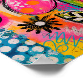Sei Glücklich Bunte Blumen Pop Art Poster (Ecke)