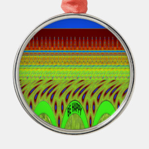 Sei glücklich Buntes Punkte-Muster-Geschenk Silbernes Ornament