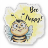 Sei glücklich! Cartoon Bee Aufkleber (Vorderseite)