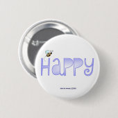 Sei glücklich - ein positives Wort - rund (blau) Button (Vorne & Hinten)