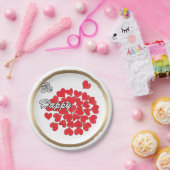 Sei glücklich, elegant, Liebe, rotes Herz Pappteller (Party)