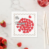 Sei glücklich, elegant, Liebe, rotes Herz Serviette (Beispiel)