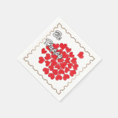 Sei glücklich, elegant, Liebe, rotes Herz Serviette (Ecke)