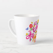 Sei glücklich – Farbige Blumen und Schmetterlinge Milchtasse (Linke Ecke)