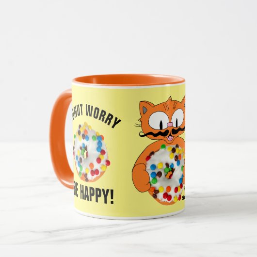 Sei glücklich! Funny Doughnut Liebhaber Mug Tasse (Vorderseite Links)