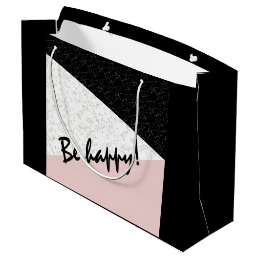 Sei glücklich! große geschenktüte (Rückseite Schrägansicht)
