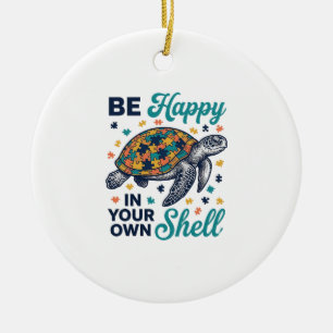 Sei glücklich in deinem eigenen Panzer Schildkröte Keramik Ornament