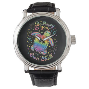 Sei glücklich in deiner eigenen Schale Regenbogen- Armbanduhr