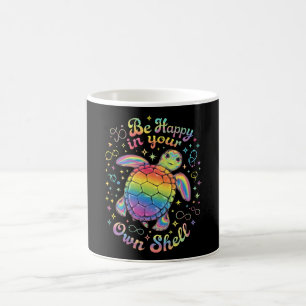 Sei glücklich in deiner eigenen Schale Regenbogen- Kaffeetasse