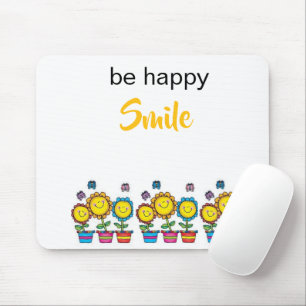 Sei glücklich, lächle Sonnenblumen Blumen-Mauspad Mousepad