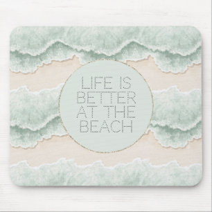 Sei glücklich Mint Kreis Strand Aqua Wellen Mousepad