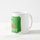 Sei glücklich mit Apple Design T-Shirts von Will P Kaffeetasse (VorderseiteRechts)