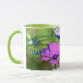 Sei glücklich mit Blumen und Namen Tasse (Links)