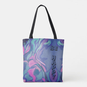 Sei glücklich motivierend Spaß Pastel Tinte Shoppi Tasche