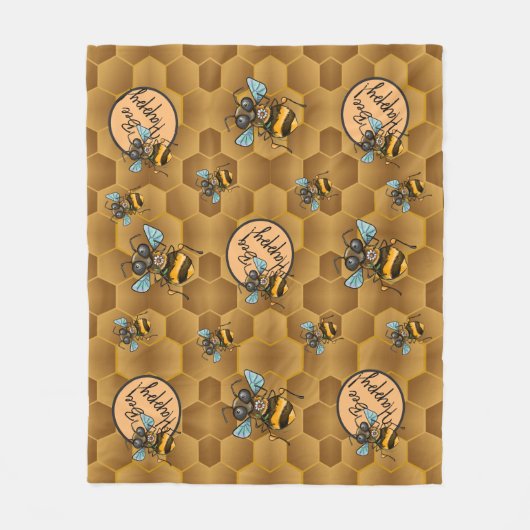 Sei glücklich! Niedliche Honigbiene Fleecedecke (Vorderseite)