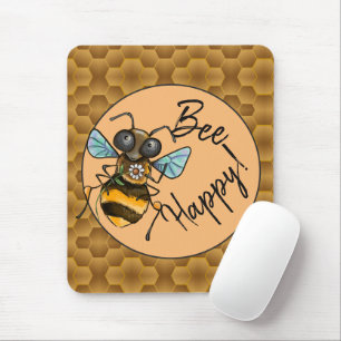 Sei glücklich! Niedliche Honigbiene Mousepad