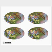 Sei glücklich! ovaler aufkleber (Blatt)