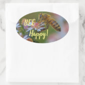 Sei glücklich! ovaler aufkleber (Tasche)