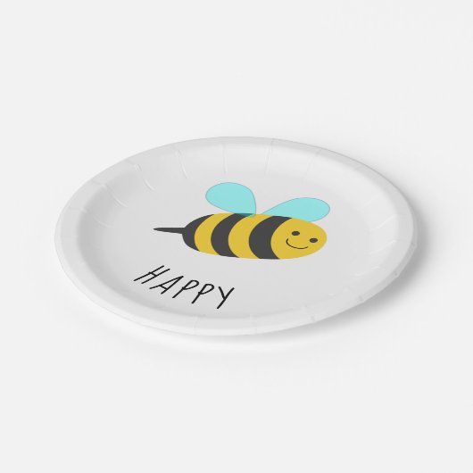 Sei glücklich pappteller (Schrägansicht)