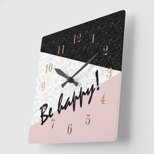 Sei glücklich! quadratische wanduhr (Winkel)